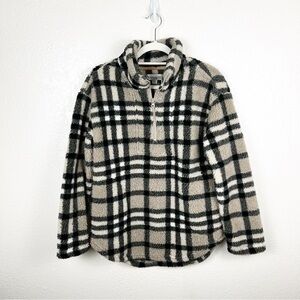 Koolaburra by Ugg Brushed Back Sherpa Oversized Pullover Check Plaid Size XS